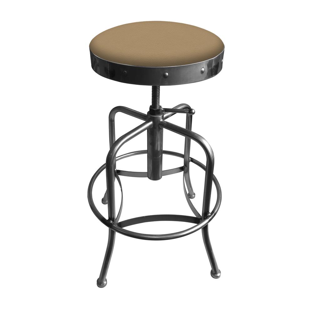 910 Industrial-Adjustable Stool with Clear Coat Finish and Canter Sand Seat. Picture 1