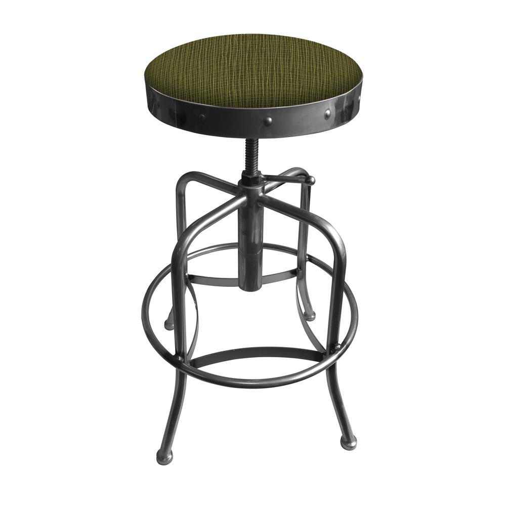 910 Industrial-Adjustable Stool with Clear Coat Finish and Graph Parrot Seat. Picture 1