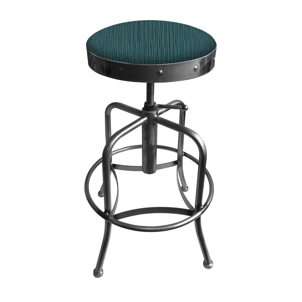 910 Industrial-Adjustable Stool with Clear Coat Finish and Graph Tidal Seat. Picture 1