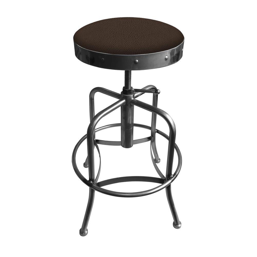 910 Industrial-Adjustable Stool with Clear Coat Finish and Rein Coffee Seat. Picture 1