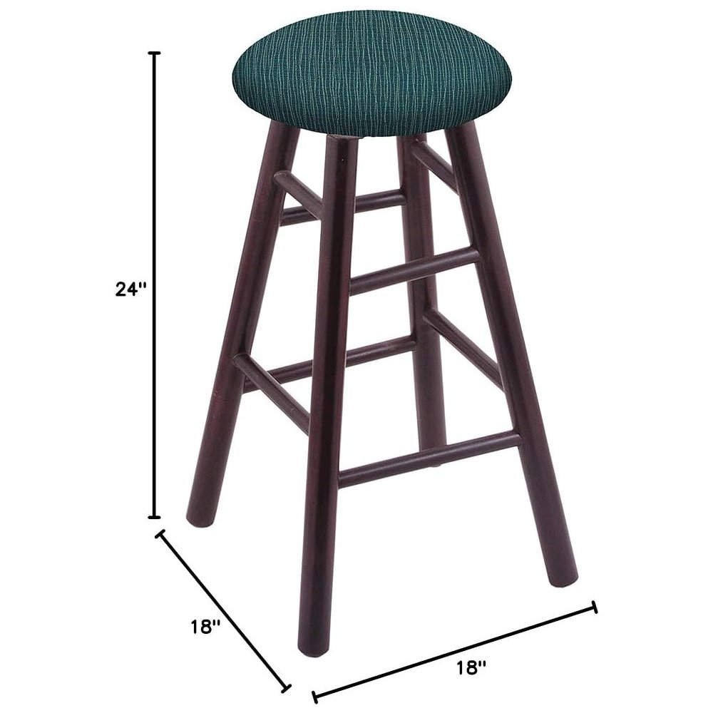 Maple Round Cushion 24" Swivel Counter Stool with Smooth Legs, Dark Cherry Finish, and Graph Tidal Seat. Picture 2