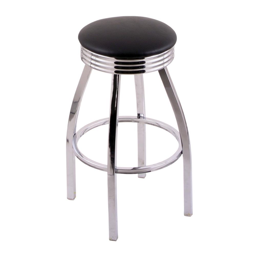 25" Counter Stool with Chrome Finish, Black Vinyl Seat. Picture 1
