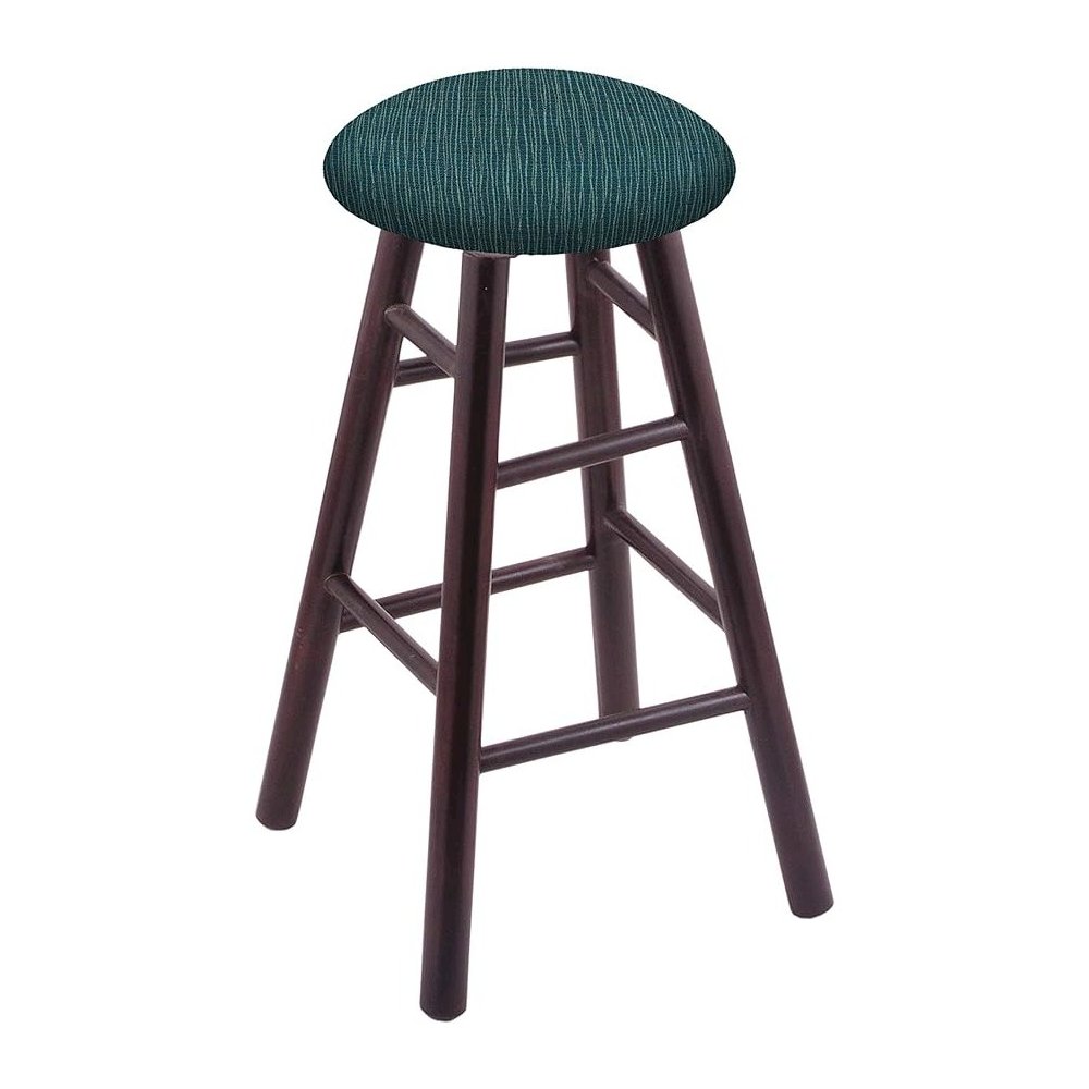 Maple Round Cushion 24" Swivel Counter Stool with Smooth Legs, Dark Cherry Finish, and Graph Tidal Seat. Picture 1
