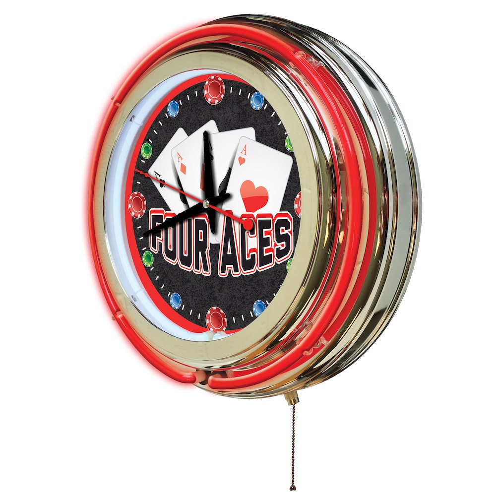 4 Aces Neon Clock. Picture 2