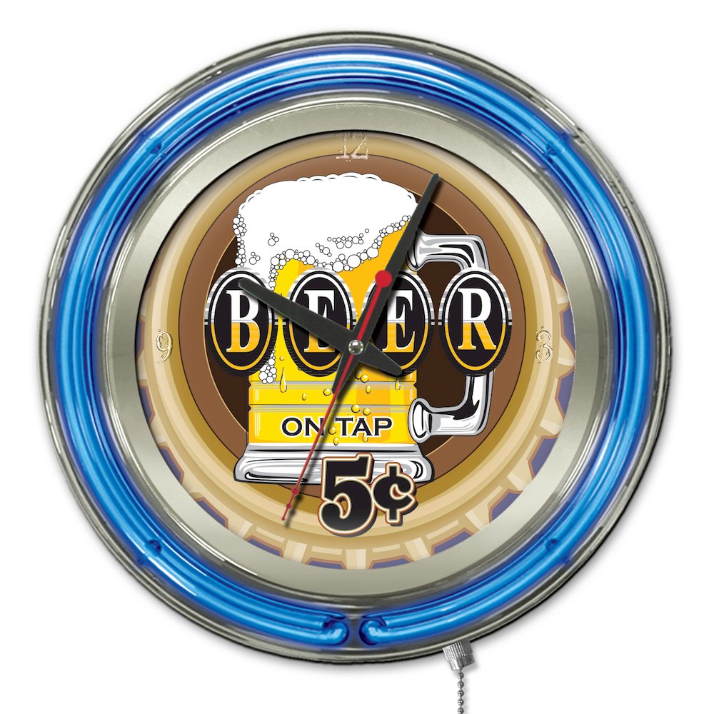 Beer 5 Cents Neon Clock. Picture 1