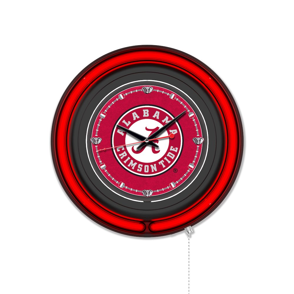 University of Alabama (Script A)  15" Double Neon Wall Clock. Picture 1