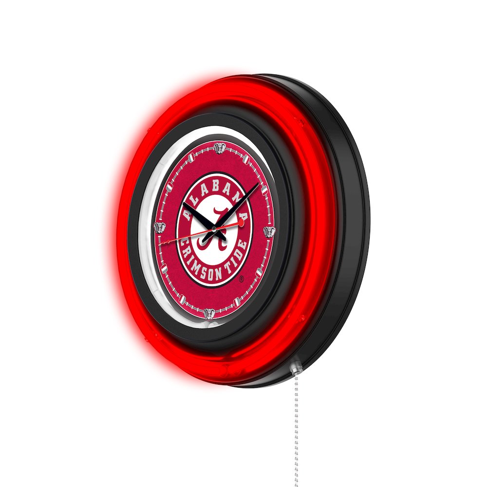 University of Alabama (Script A)  15" Double Neon Wall Clock. Picture 2