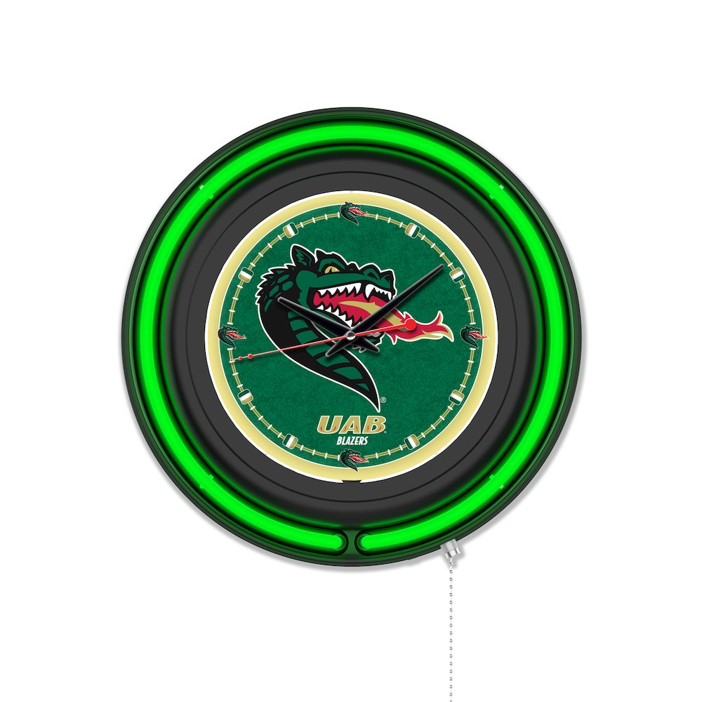 University of Alabama at Birmingham 15" Double Neon Wall Clock. Picture 1