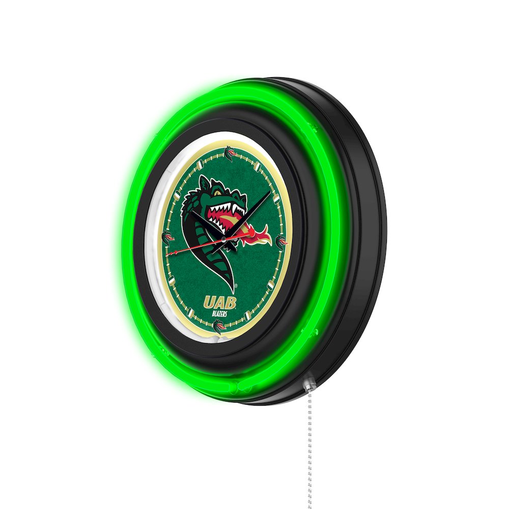 University of Alabama at Birmingham 15" Double Neon Wall Clock. Picture 2