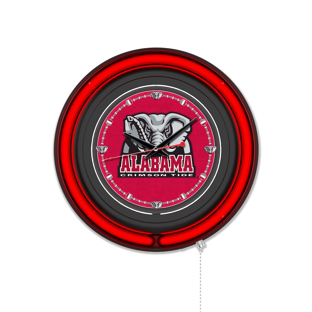 University of Alabama (Elephant)  15" Double Neon Wall Clock. Picture 1