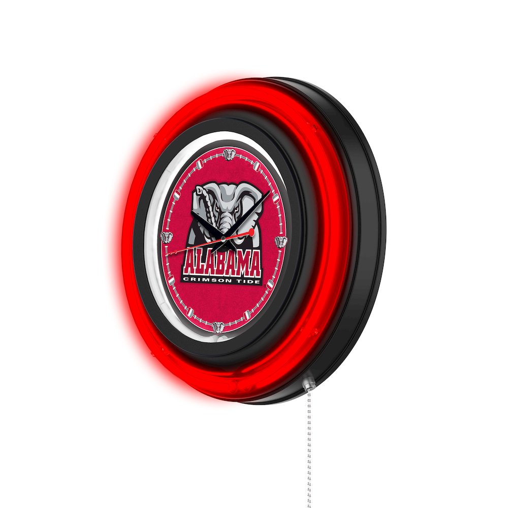 University of Alabama (Elephant)  15" Double Neon Wall Clock. Picture 2
