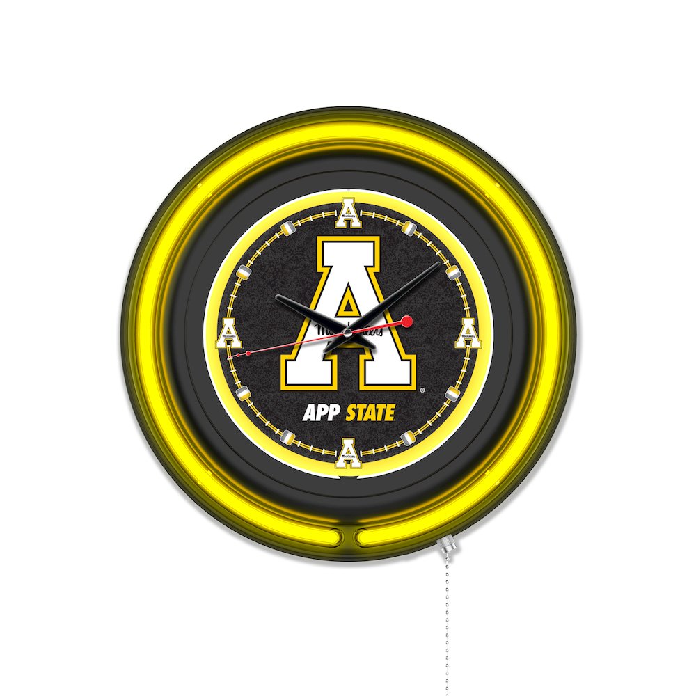 Appalachian State University 15" Double Neon Wall Clock. Picture 1
