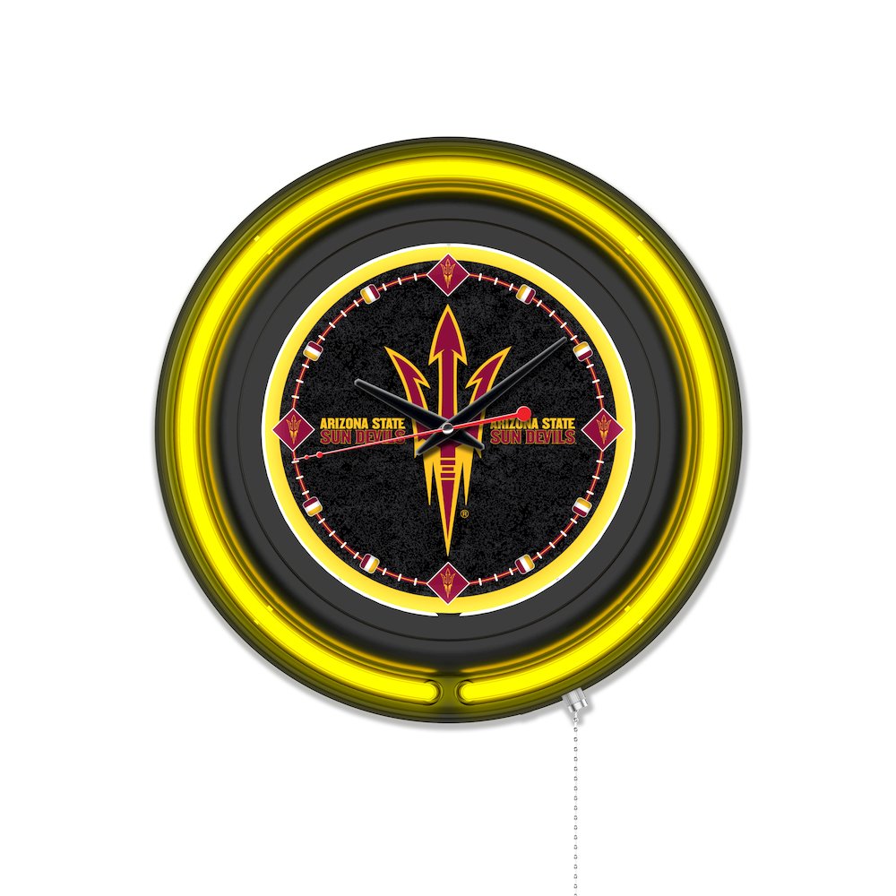 Arizona State University (Pitchfork) 15" Double Neon Wall Clock. Picture 1