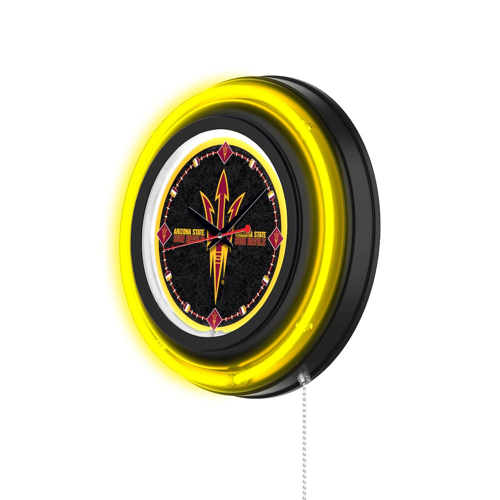 Arizona State University (Pitchfork) 15" Double Neon Wall Clock. Picture 2