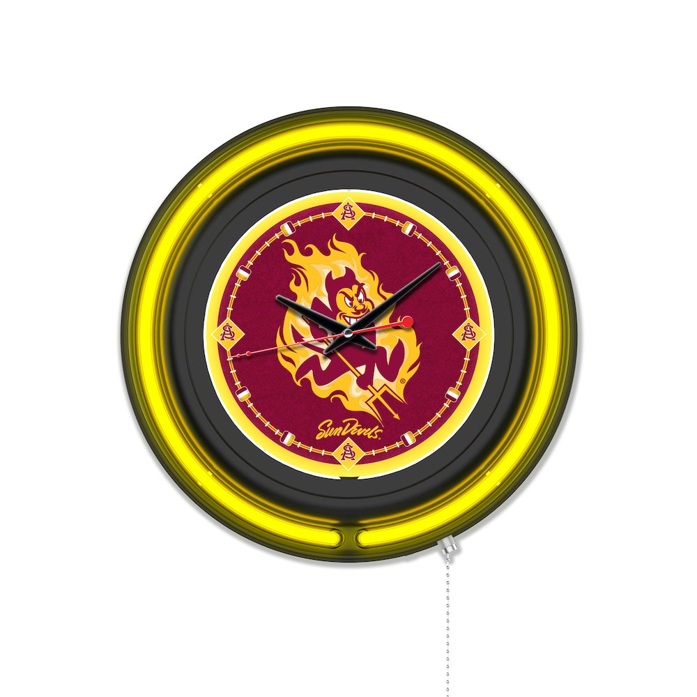 Arizona State University (Sparky) 15" Double Neon Wall Clock. Picture 1