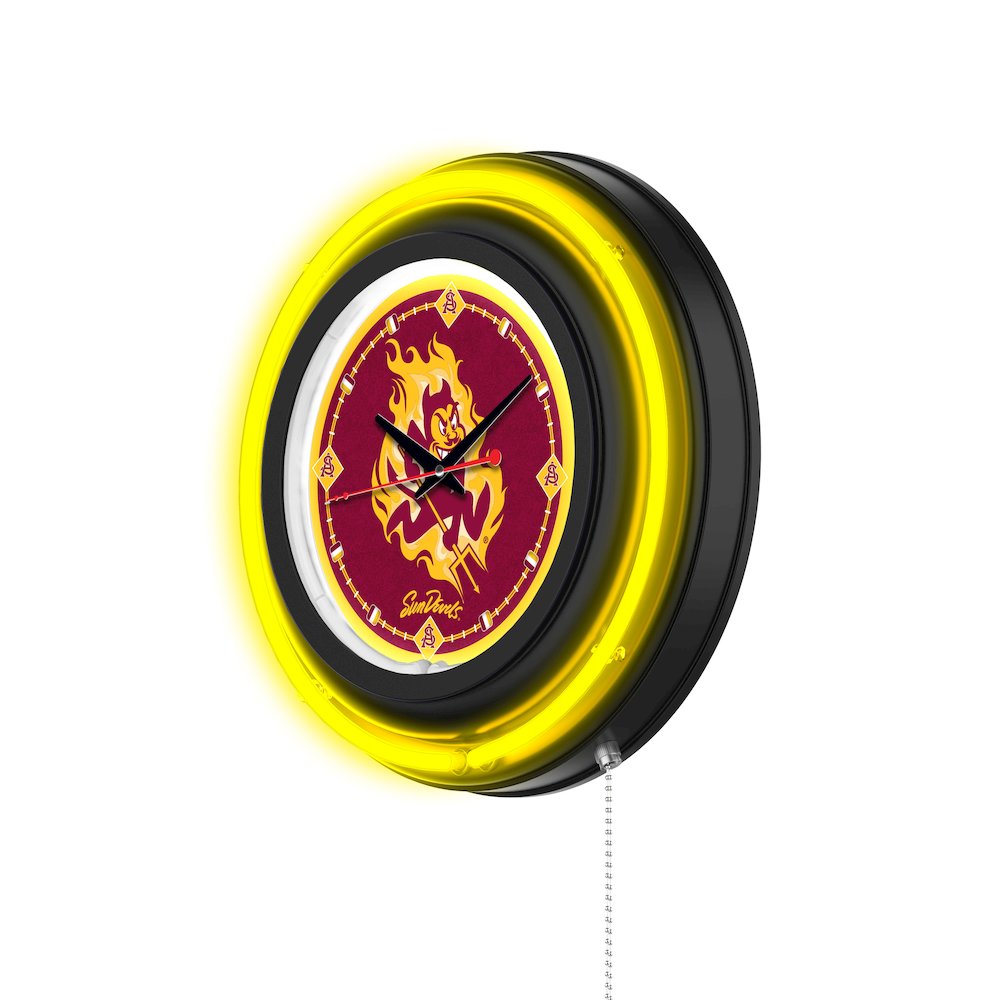 Arizona State University (Sparky) 15" Double Neon Wall Clock. Picture 2