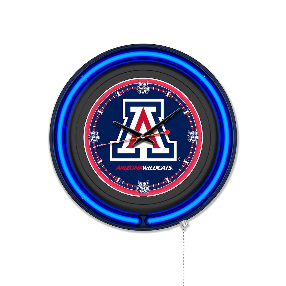 University of Arizona 15" Double Neon Wall Clock. Picture 1