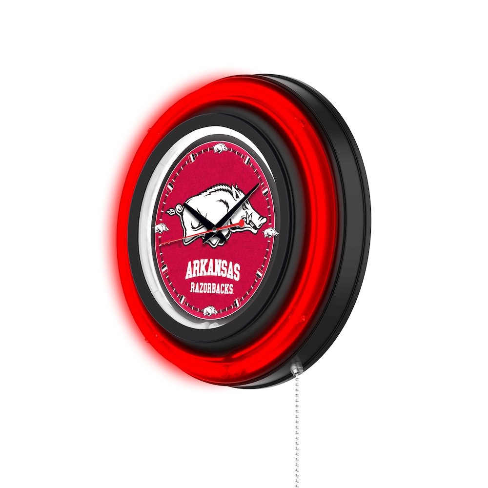 University of Arkansas 15" Double Neon Wall Clock. Picture 2