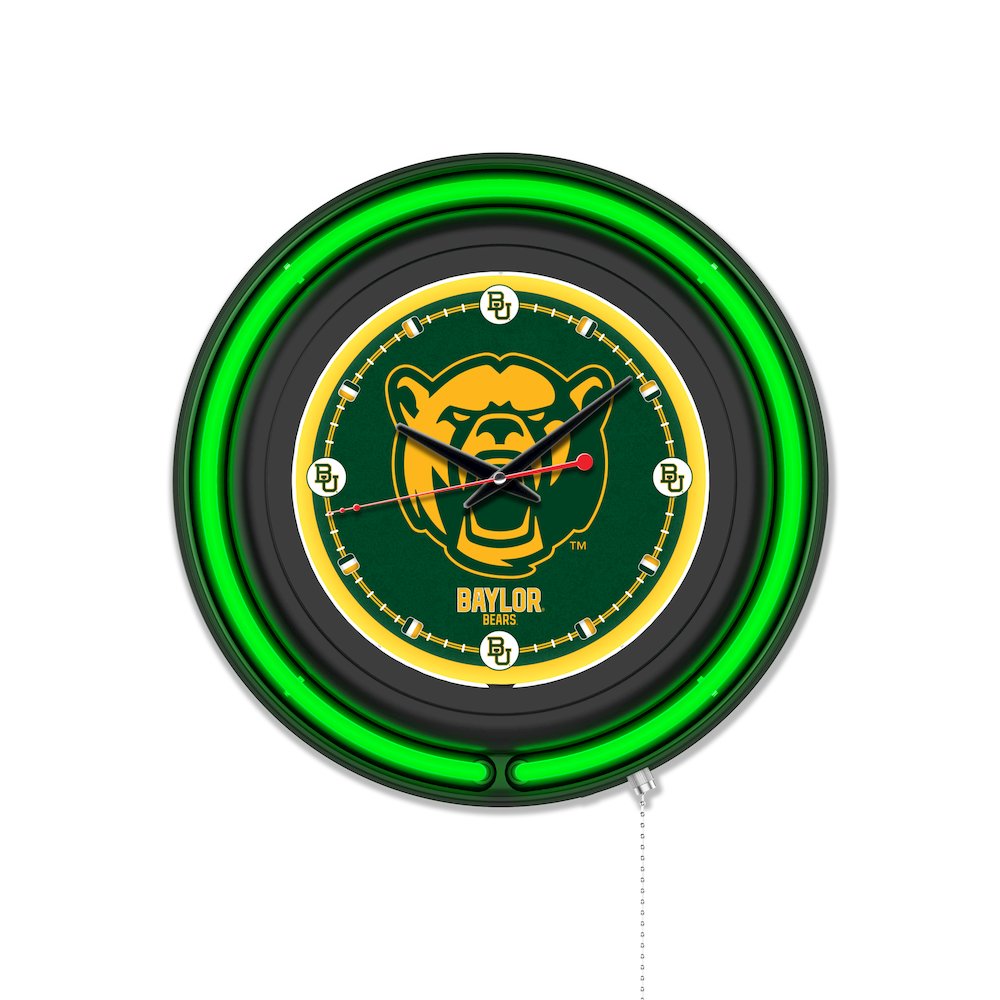 Baylor University 15" Double Neon Wall Clock. Picture 1