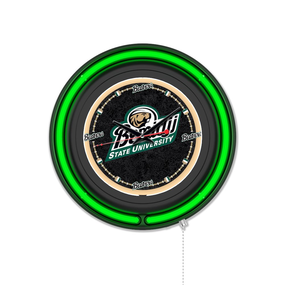 Bemidji State University 15" Double Neon Wall Clock. Picture 1