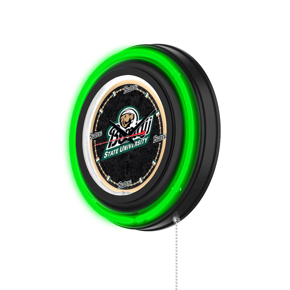 Bemidji State University 15" Double Neon Wall Clock. Picture 2