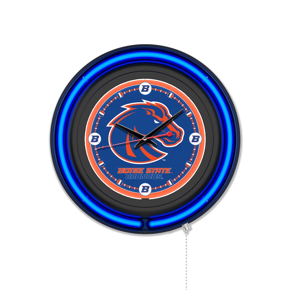 Boise State University 15" Double Neon Wall Clock. Picture 1