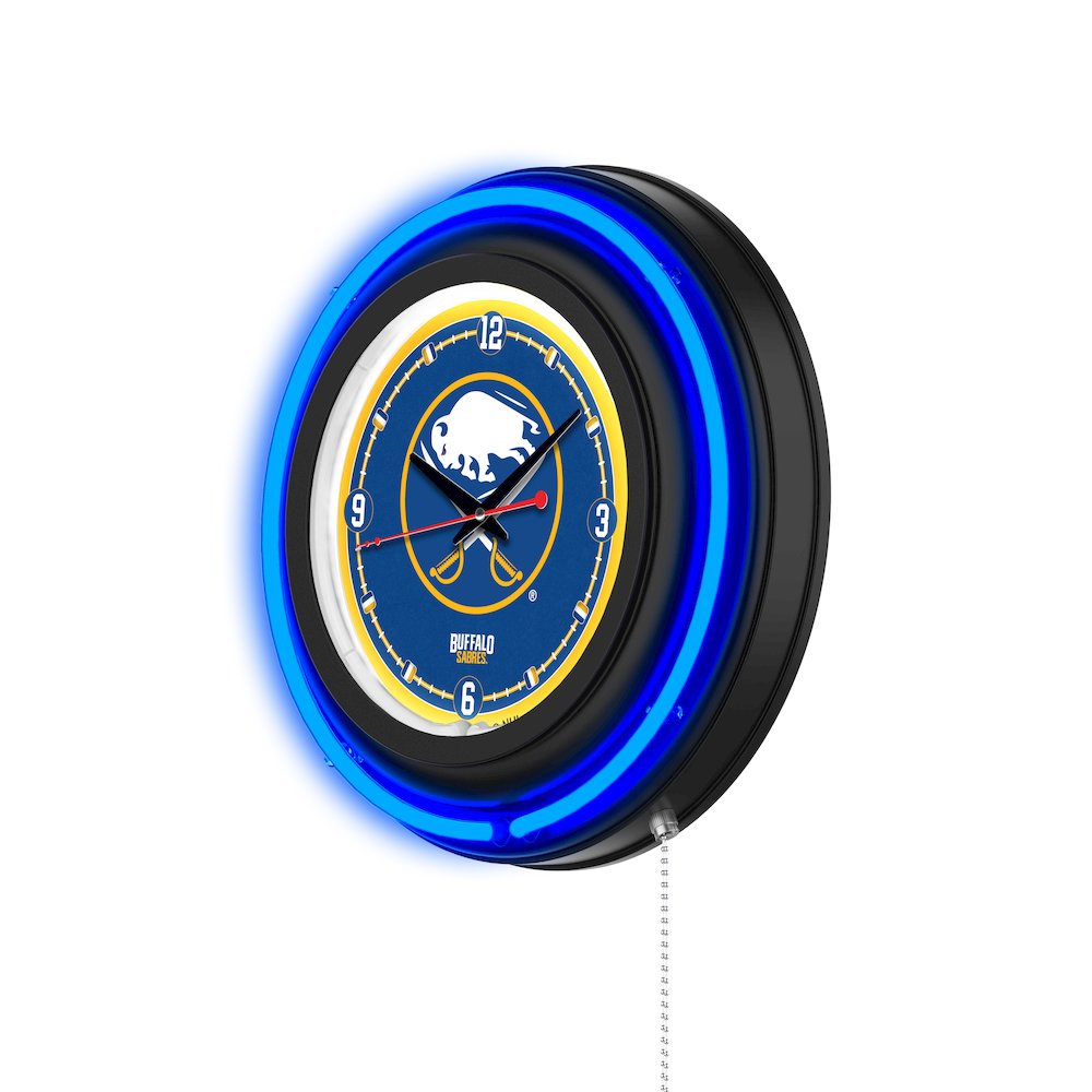 Buffalo  Sabres 15" Double Neon Wall Clock. Picture 2