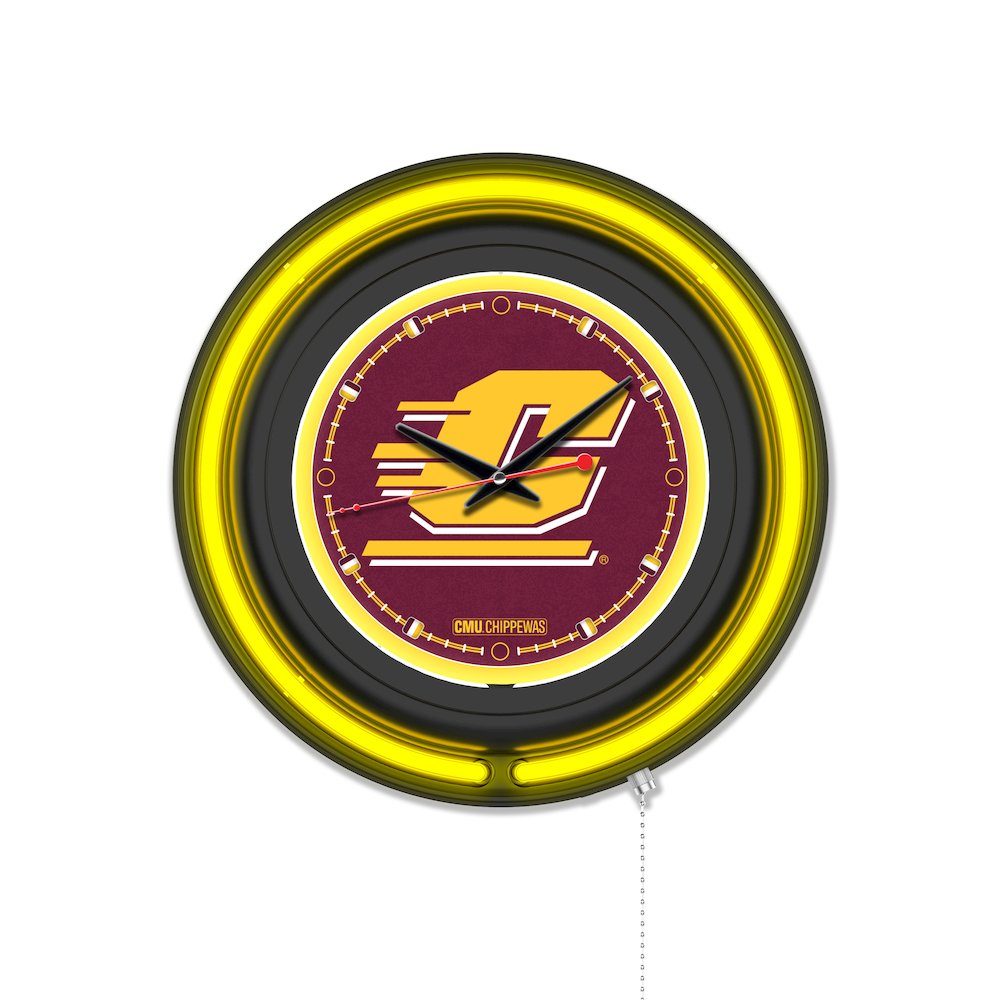 Central Michigan University 15" Double Neon Wall Clock. Picture 1