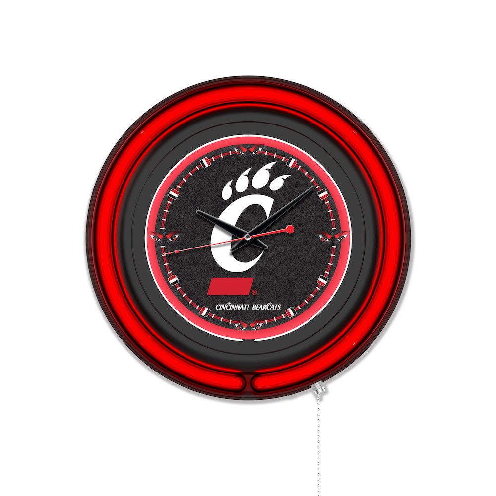 University of Cincinnati 15" Double Neon Wall Clock. Picture 1