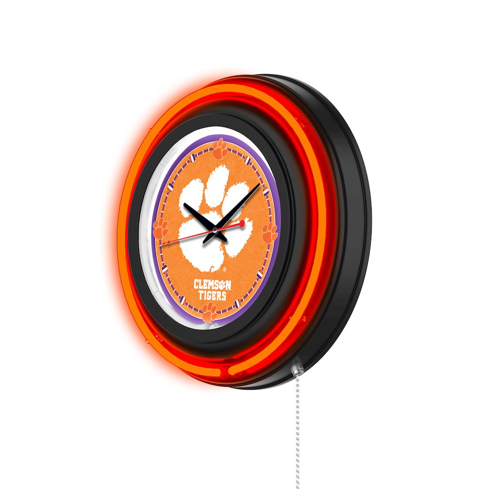 Clemson 15" Double Neon Wall Clock. Picture 2