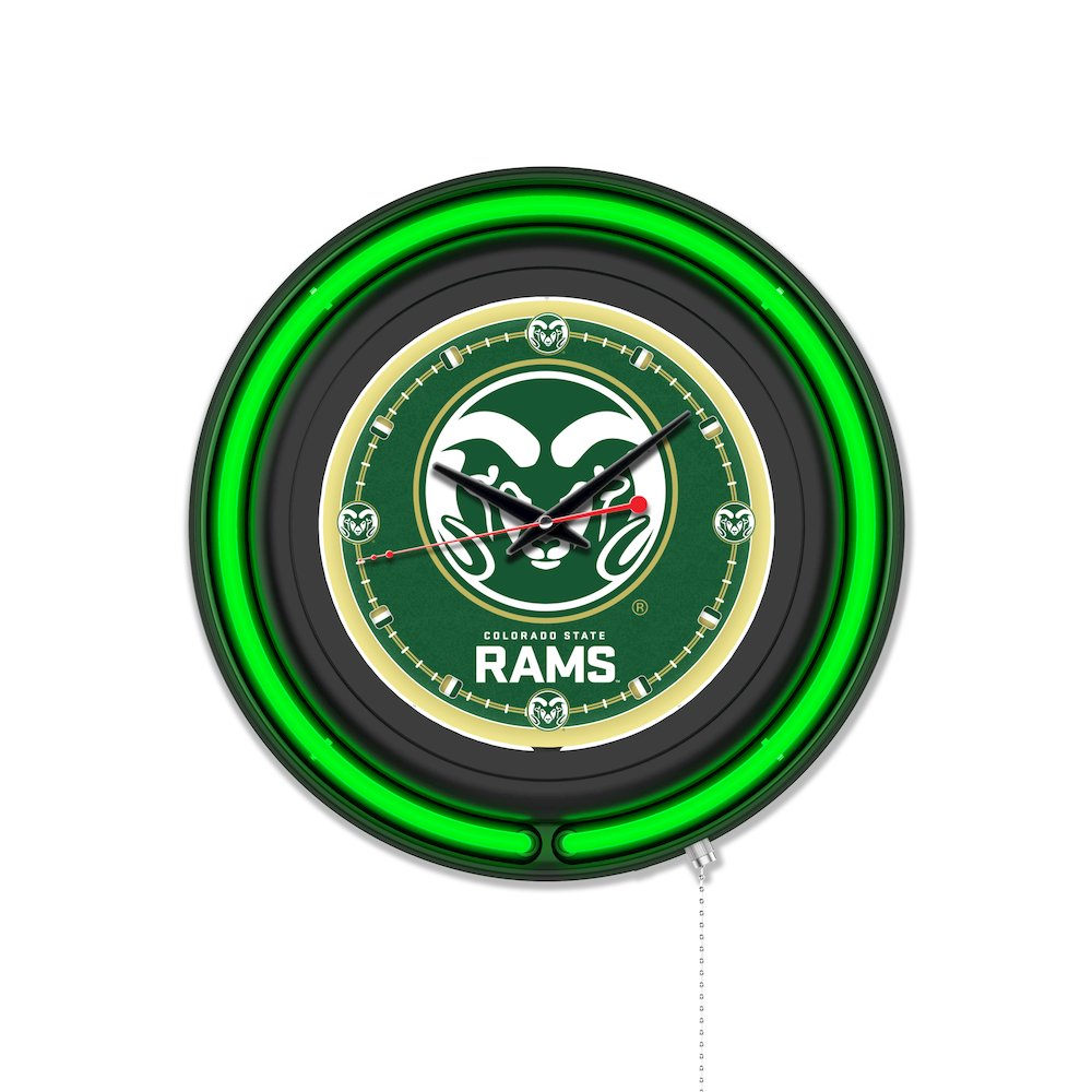 Colorado State University 15" Double Neon Wall Clock. Picture 1