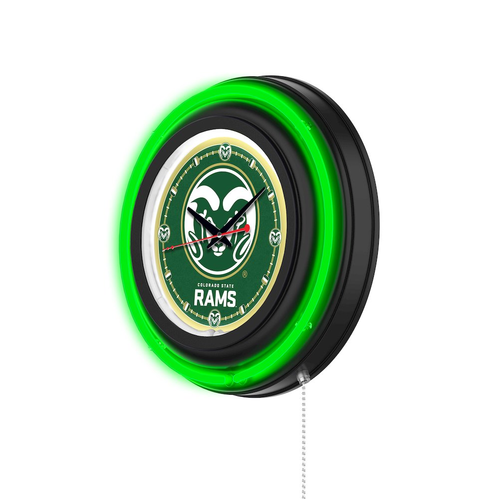 Colorado State University 15" Double Neon Wall Clock. Picture 2