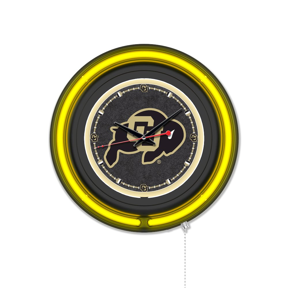 University of Colorado 15" Double Neon Wall Clock. Picture 1