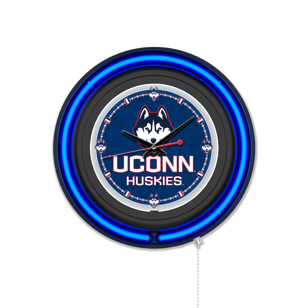 University of Connecticut 15" Double Neon Wall Clock. Picture 1