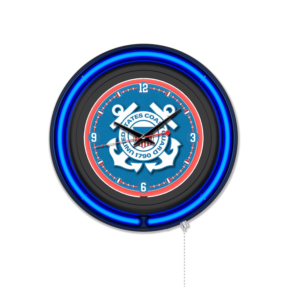 United States Coast Guard 15" Double Neon Wall Clock. Picture 1
