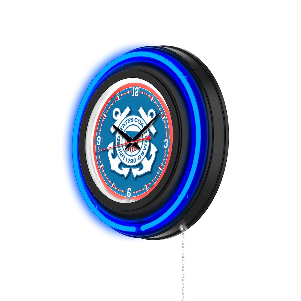 United States Coast Guard 15" Double Neon Wall Clock. Picture 2