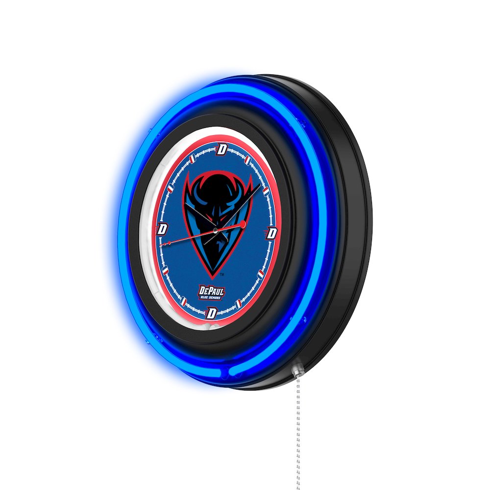DePaul University 15" Double Neon Wall Clock. Picture 2