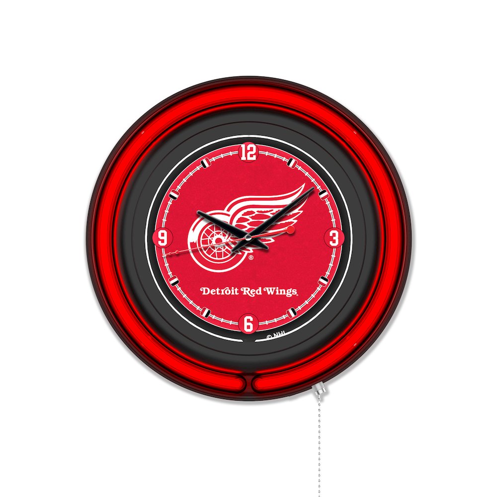 Detroit Red Wings 15" Double Neon Wall Clock. Picture 1