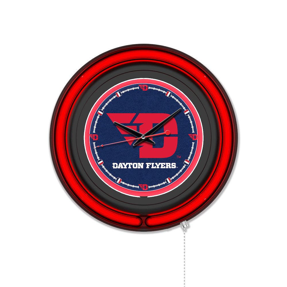 University of Dayton 15" Double Neon Wall Clock. Picture 1
