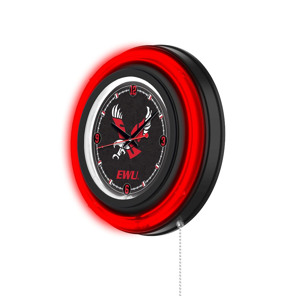 Eastern Washington University 15" Double Neon Wall Clock. Picture 2