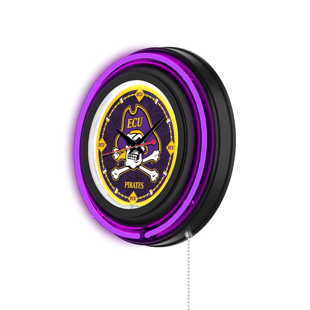 East Carolina University 15" Double Neon Wall Clock. Picture 2