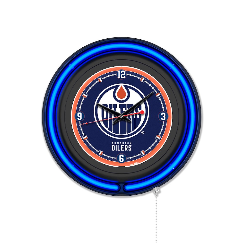 Edmonton Oilers 15" Double Neon Wall Clock. Picture 1