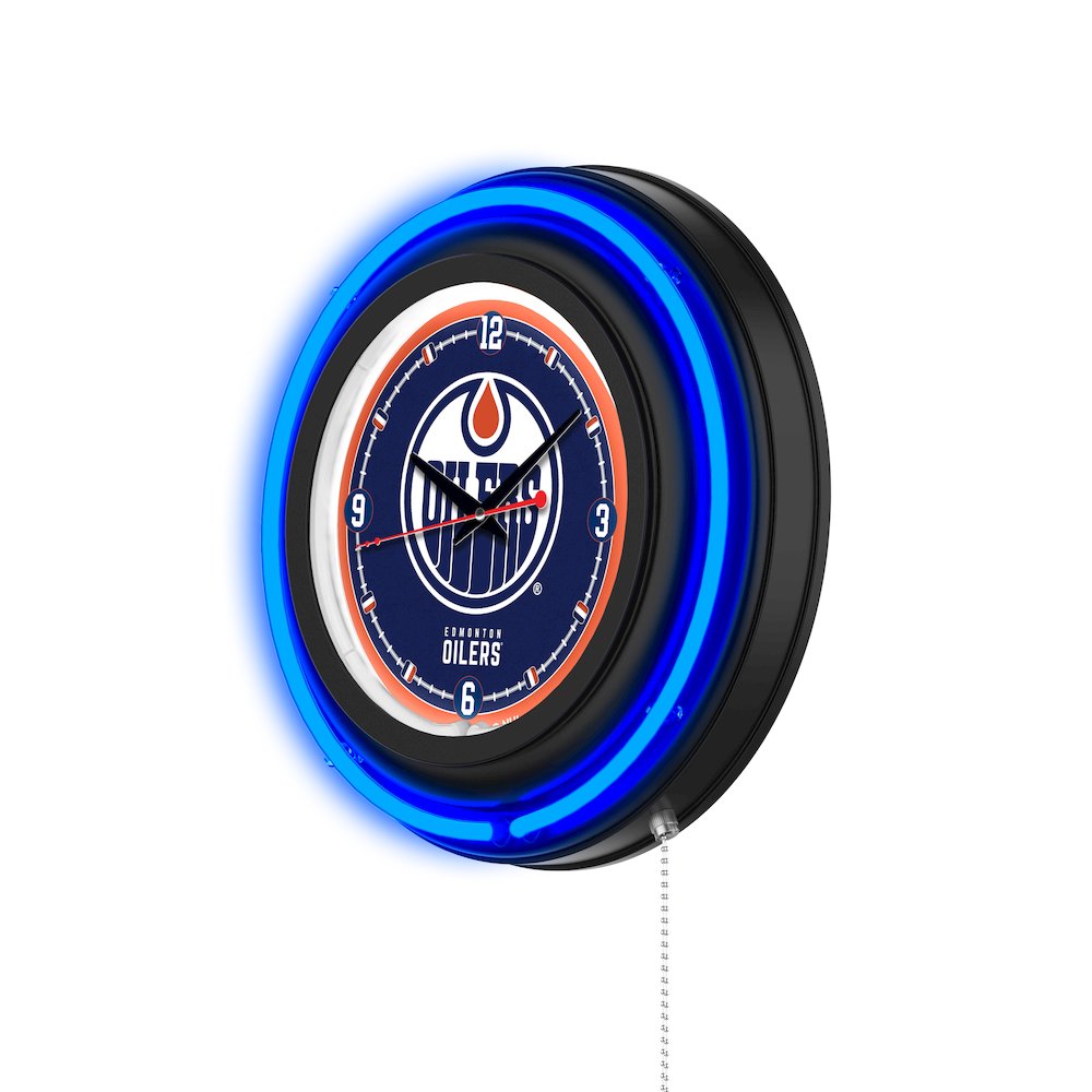 Edmonton Oilers 15" Double Neon Wall Clock. Picture 2