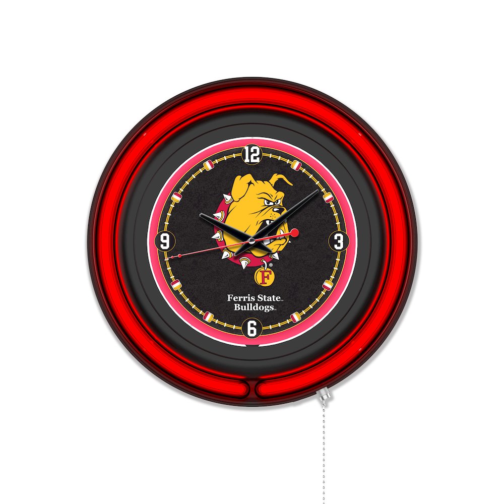 Ferris State University 15" Double Neon Wall Clock. Picture 1