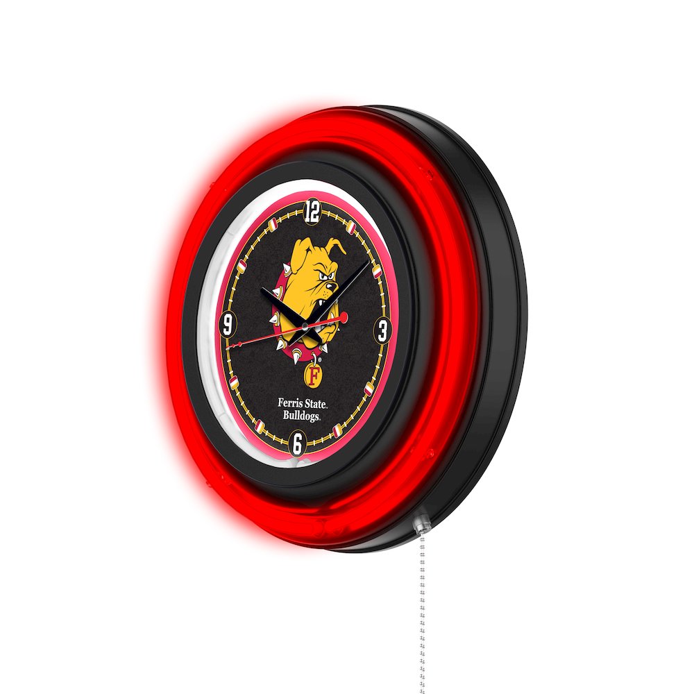 Ferris State University 15" Double Neon Wall Clock. Picture 2