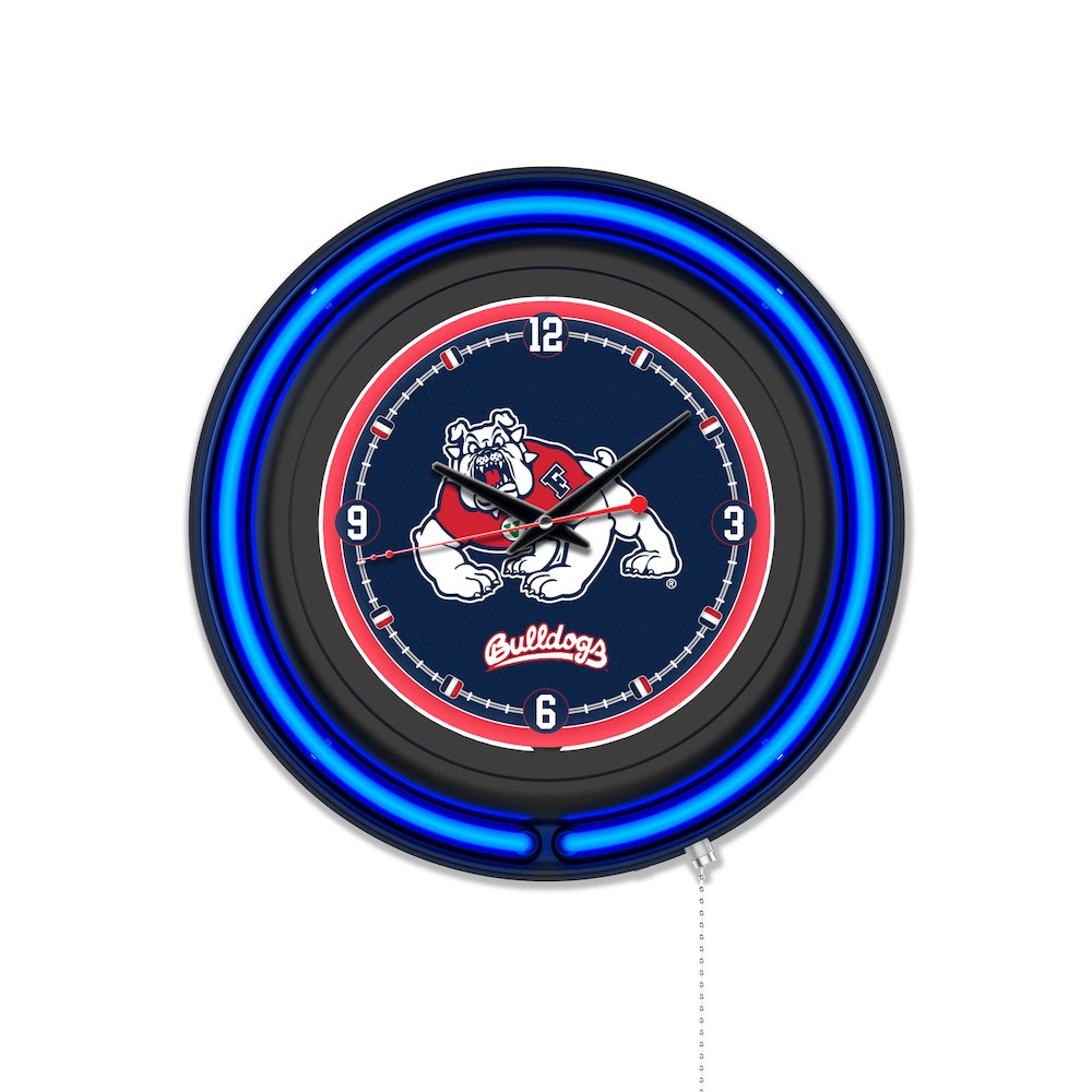 Fresno State University 15" Double Neon Wall Clock. Picture 1