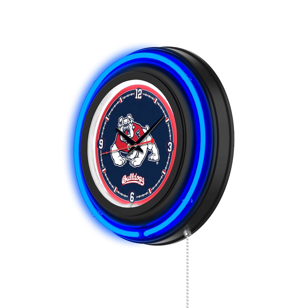 Fresno State University 15" Double Neon Wall Clock. Picture 2