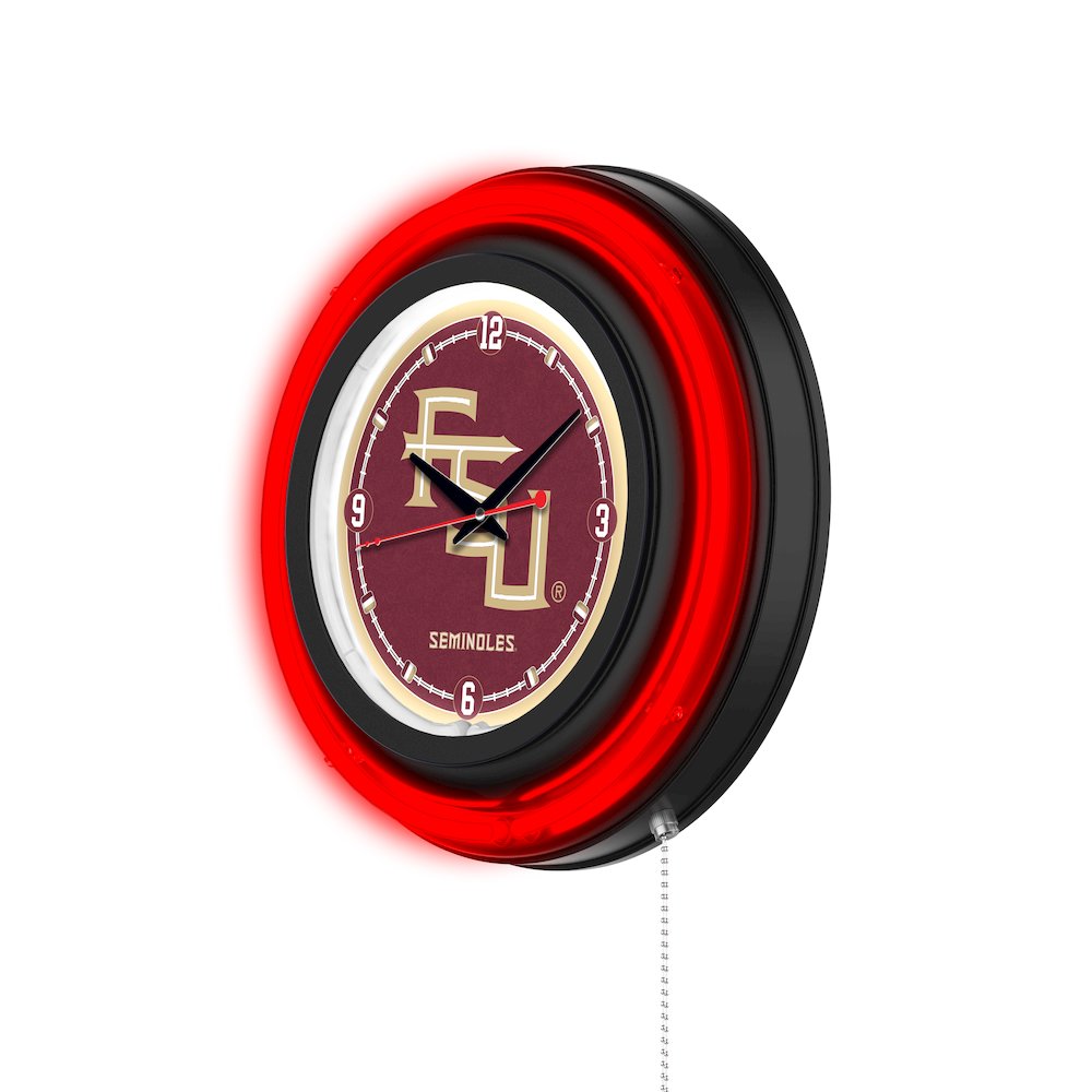 Florida State (Script) 15" Double Neon Wall Clock. Picture 2