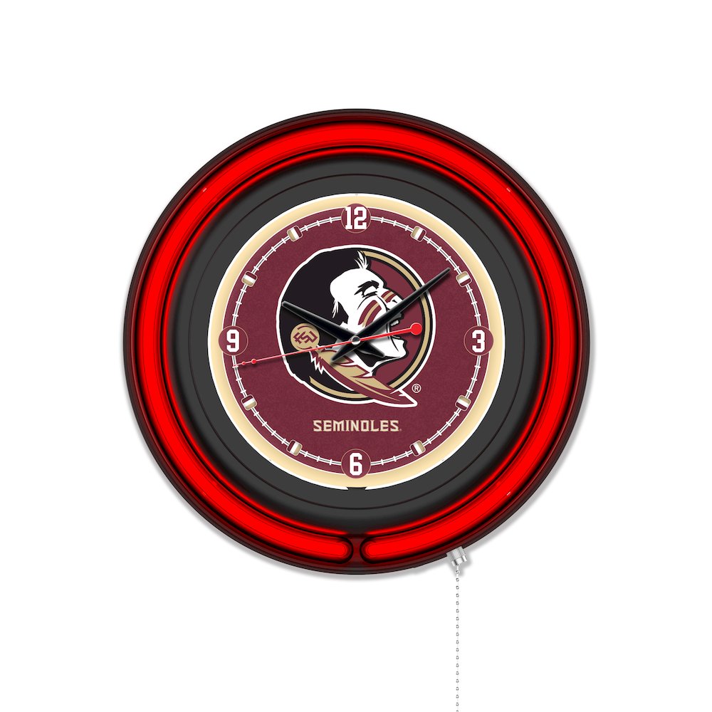 Florida State (Head) 15" Double Neon Wall Clock. Picture 1