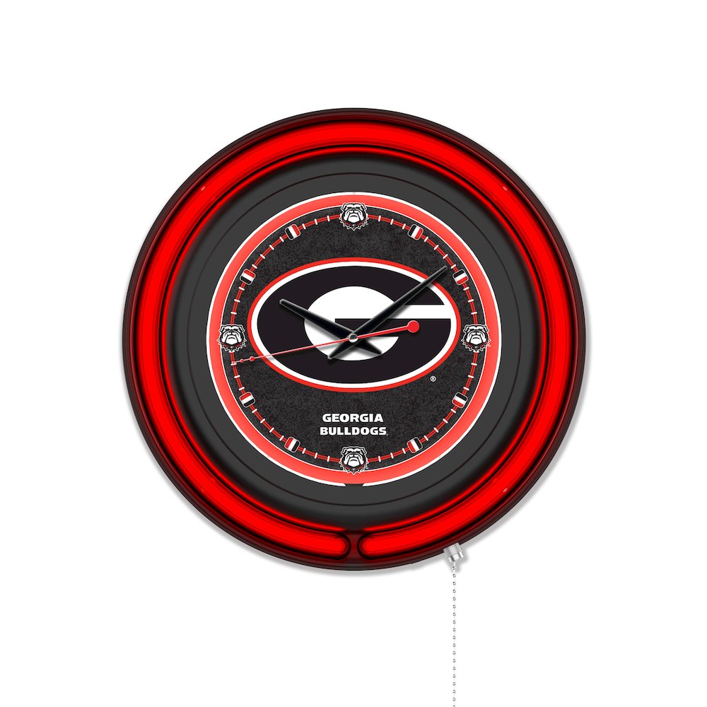 University of Georgia (G)  15" Double Neon Wall Clock. Picture 1